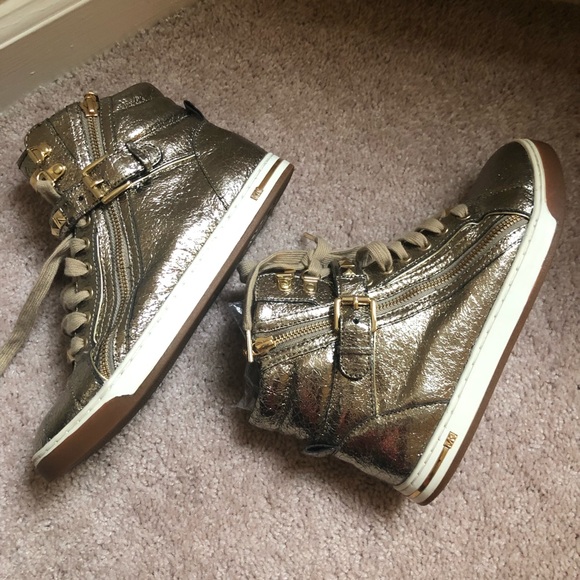 Michael Kors Metallic Hi-Top Sneakers Sz 7.5 - Picture 6 of 6
